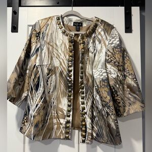 Ivy Chic Gold and Cream Studded Jacket Women’s Size 2X